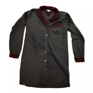 Tommy Hilfiger Womens Plaid Shirt Sleepwear Dress Size Small Red And Gray